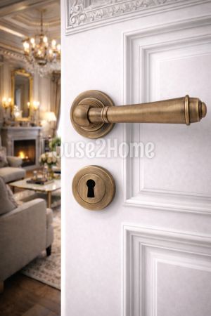 House2home El Yapımı Pirinç  Rozetli Kapı Kolu Takımı