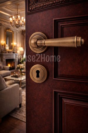 House2home El Yapımı Pirinç  Rozetli Kapı Kolu Takımı