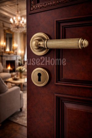 House2home El Yapımı Pirinç Rozetli Kapı Kolu Takımı