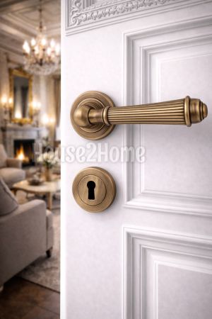 House2home El Yapımı Pirinç Rozetli Kapı Kolu Takımı