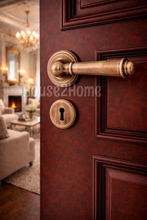 House2home El Yapımı Pirinç Rozetli Kapı  Takımı Kolu Oda & Yale