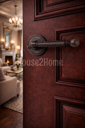 House2home El Yapımı Pirinç Rozetli Kapı Kolu Takımı