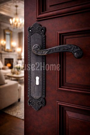 House2home El Yapımı Pirinç Kapı Kolu Takımı Yaylı Oda & Yale