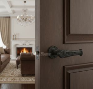 House2home El Yapımı Pirinç Kapı Kolu Takımı Rozetli Oda & Yale