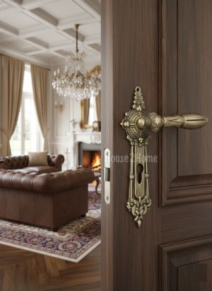House2home El Yapımı Pirinç Kapı Kolu Takımı Yaylı Oda & Yale