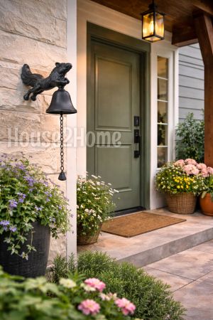 House2Home El Yapımı Pirinç Sincap  Kapı Çanı, Oksit Siyah