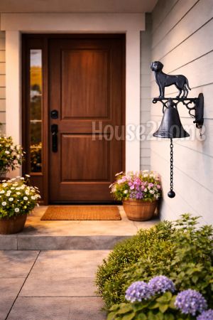 House2Home El Yapımı Pirinç Köpek Kapı Çanı,Kapı Zili,
