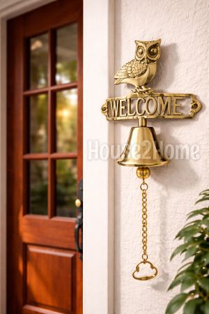 House2home El Yapımı Pirinç Baykuş Kapı Çanı