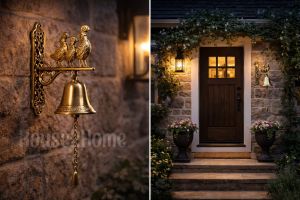 House2Home El Yapımı Pirinç Kaz Ailesi Büyük Boy Kapı Çanı, Kapı Zili