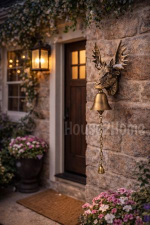 House2Home El Yapımı Pirinç Geyik Kapı Çanı