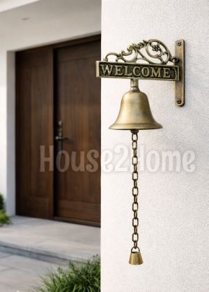 House2Home El Yapımı Pirinç Welcome Kapı Çanı, Antik Sarı