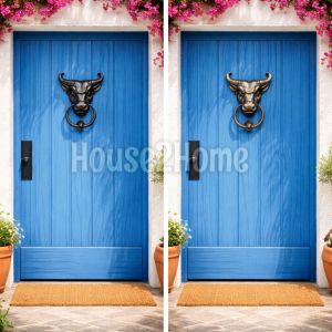 House2home El Yapımı Pirinç Boğa Kapı Tokmağı Oksit Küçük Boy