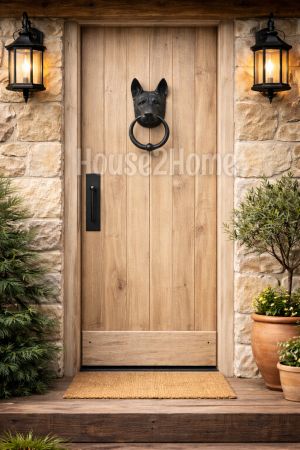 House2Home El Yapımı Pirinç Kurt Köpeği Kapı Tokmağı Oksit