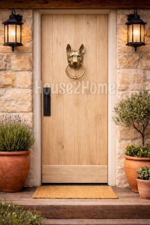 House2Home El Yapımı Pirinç Kurt Köpeği Kapı Tokmağı Sarı Siyah