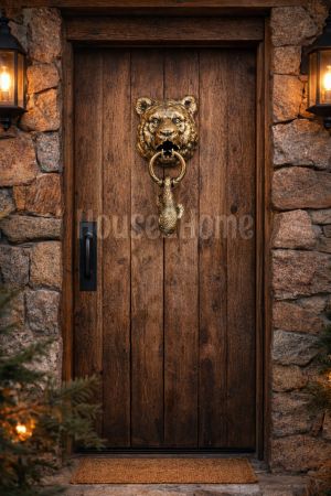 House2Home El Yapımı Pirinç Ayı Kapı Tokmağı Antik Sarı