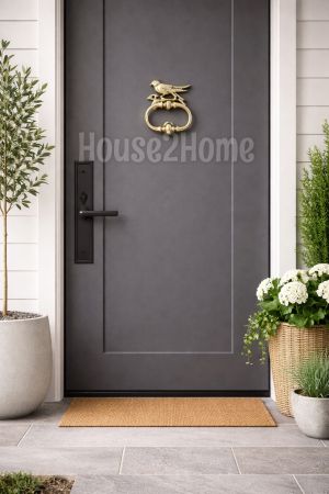 House2Home El Yapımı Pirinç Kuşlu Kapı Tokmağı, Sarı Siyah