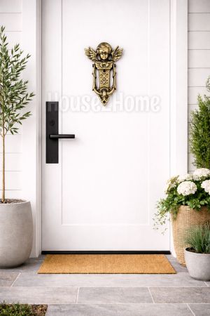 House2Home El Yapımı Pirinç Melek Kapı Tokmağı, Antik Sarı