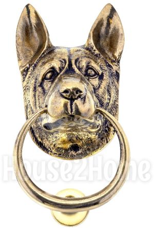 House2Home El Yapımı Pirinç Kurt Köpeği Kapı Tokmağı Sarı Siyah