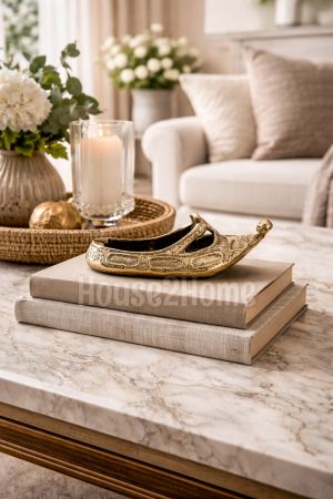 House2home El Yapımı Pirinç  Çarık Kültablası