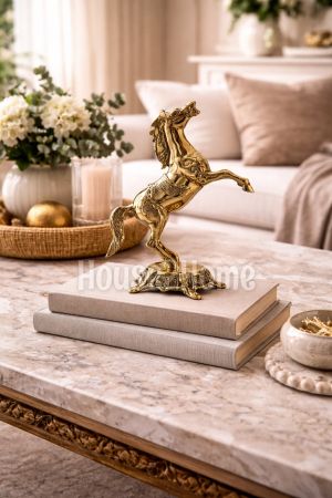 House2home El Yapımı Pirinç  Kaideli Büyük Şahlanan At Biblo 