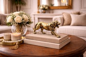 House2home El Yapımı Pirinç  Leopar