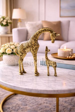 House2Home El Yapımı Pirinç Anne Kız Zürafa Seti