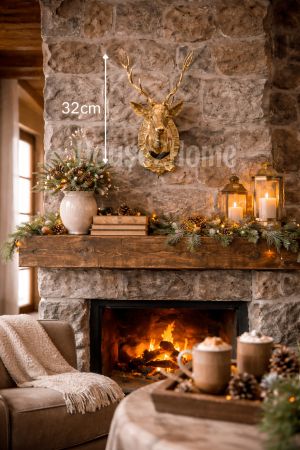 House2home El Yapımı Pirinç Geyik Başı - Trofe - Duvar Süsü 32cm.