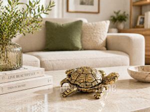 House2home El Yapımı Pirinç Dekoratif Kaplumbağa Tabak, Küllük.