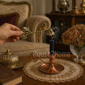 House2Home El Yapımı Pirinç Mum Söndürücü – Dekoratif Mum Söndürme Aparatı