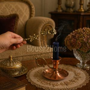 House2Home El Yapımı Pirinç Mum Söndürücü – Dekoratif Mum Söndürme Aparatı
