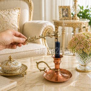 House2Home El Yapımı Pirinç Mum Söndürücü – Dekoratif Mum Söndürme Aparatı