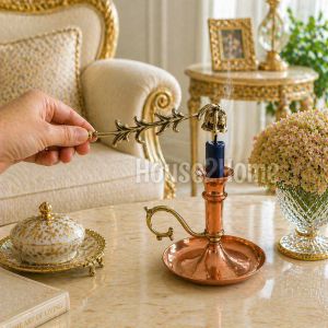 House2Home El Yapımı Pirinç Mum Söndürücü – Dekoratif Mum Söndürme Aparatı