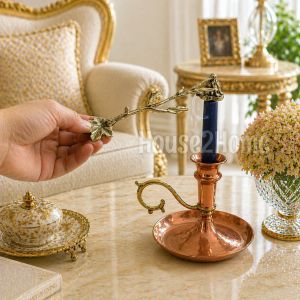 House2Home El Yapımı Pirinç Mum Söndürücü – Dekoratif Mum Söndürme Aparatı