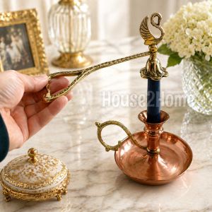 House2Home El Yapımı Pirinç Mum Söndürücü – Dekoratif Mum Söndürme Aparatı