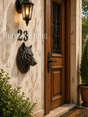 House2home El Yapımı Pirinç  Kurt Kapı Zili Oksit