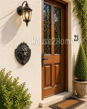 House2home El Yapımı Pirinç Aslan Kapı Zili Oksit