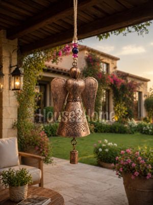 House2Home El Yapımı Metal Melek Rüzgar Çanı – Dekoratif Bahçe & Balkon Süsü