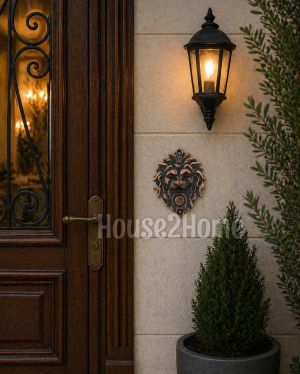 House2home El Yapımı Pirinç Aslan Kapı Zili Bakır