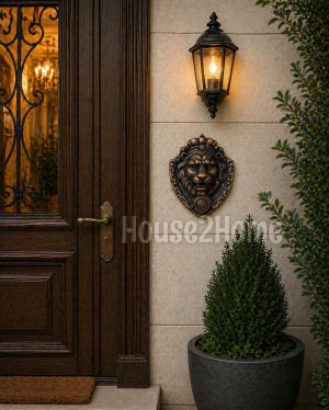House2home El Yapımı Pirinç Aslan Kapı Zili Bakır