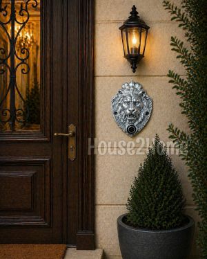 House2home El Yapımı Pirinç Aslan Kapı Zili Krom