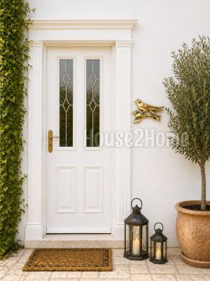 House2Home El Yapımı Pirinç Kuş Kapı Zili Sarı