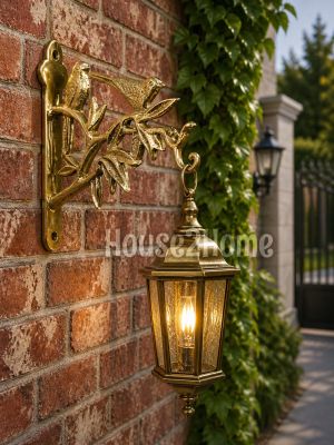 House2Home El Yapımı Pirinç  Kuşlu Duvar Askısı, Fener Askısı, Sarı 18cm