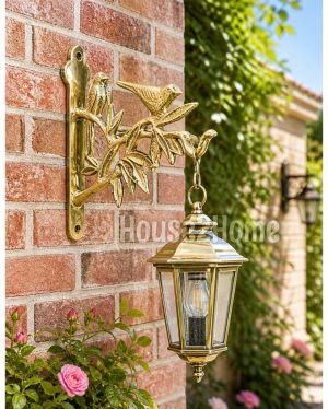 House2Home El Yapımı Pirinç  Kuşlu Duvar Askısı, Fener Askısı, Sarı 18cm