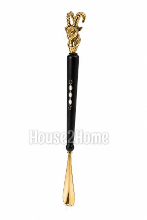 House2Home El Yapımı Pirinç Sedef İşleme Koç Başı Kerata 60 cm Dekoratif Ayakkabı Çekeceği