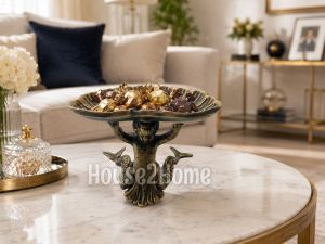 House2Home El Yapımı Pirinç Dekoratif Tabak, Yemlik Suluk