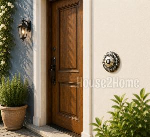 House2Home El Yapımı Pirinç Kapı Zili Sarı Siyah