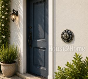 House2Home El Yapımı Pirinç Kapı Zili Sarı Siyah 