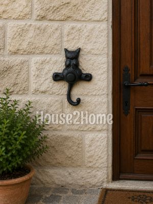 House2home El Yapımı Pirinç Kedi Kapı Zili. Oksit