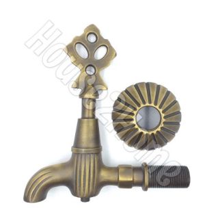 House2Home El Yapımı Pirinç Osmanlı Musluğu – Antik Sarı & Oksit Bahçe ve Çeşme Musluğu