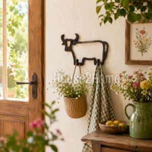 House2Home El Yapımı Pirinç İnek Askı